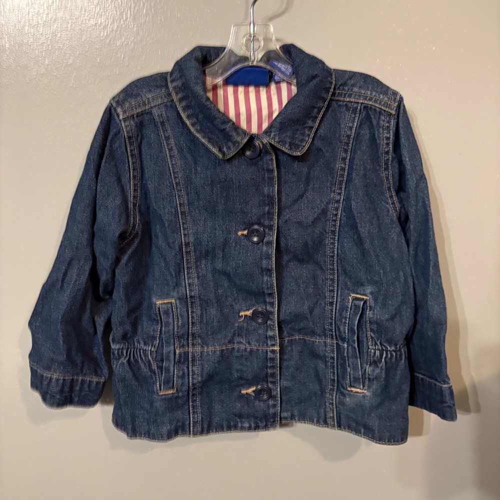 Genuine Kid by Oshkosh Denim Jacket Button Up Pockets Dark Wash‎ (Girls Small)